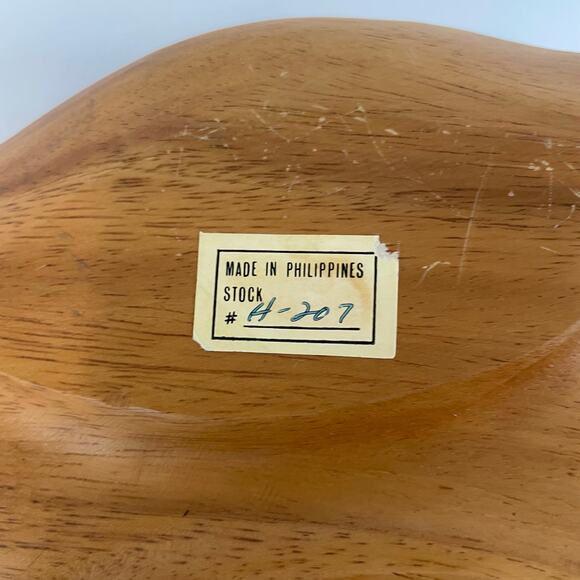 Vintage Monkey Pod Wood Tray Divided Handled Made in Philippines 11.5"x7.25" - Picture 6 of 7